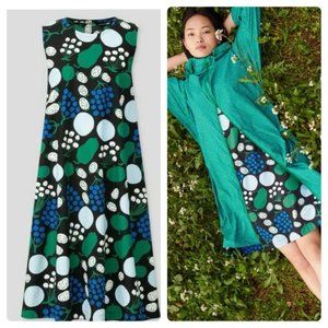MARIMEKKO X UNIQLO Sleeveless Blue Cotton Fruit Dress Size M LIKE NEW